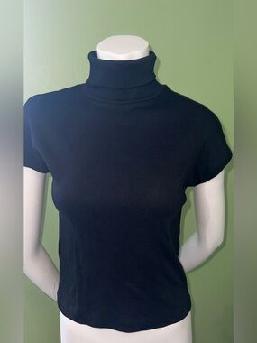 Zara Black Short-Sleeve Turtleneck Top